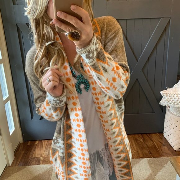 Shop_Fig Sweaters - New Cozy Native Tribal Cardigan Sweater / Boho Western Long Blanket